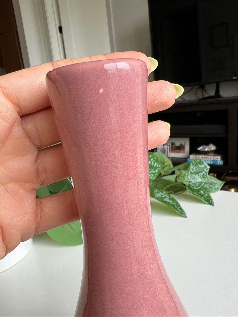 Vintage Mauve Pink Ceramic Vase Decor - Picture 9 of 12